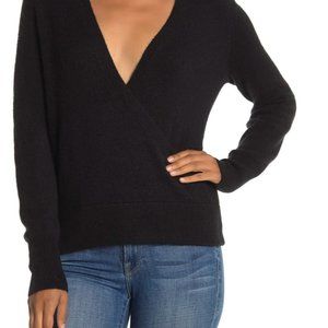 Madewell black faux wrap sweater